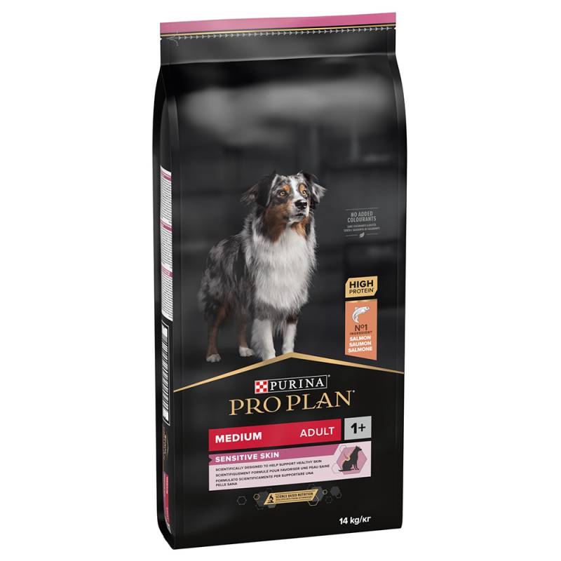 2 kg gratis! 12 kg / 14 kg PURINA PRO PLAN - Medium Adult Sensitive Skin (14 kg) von Pro Plan