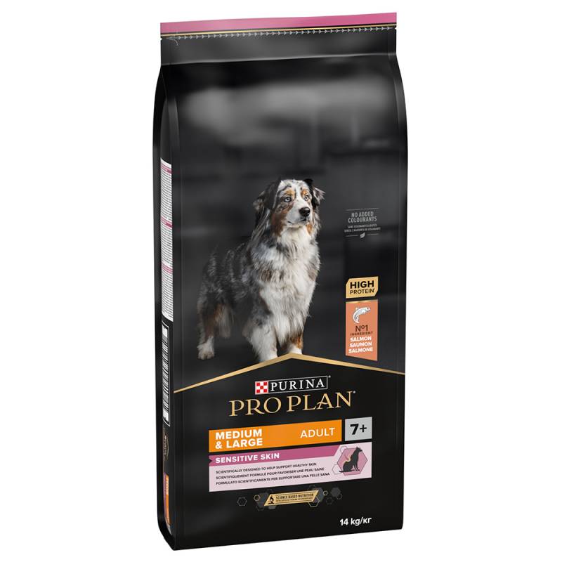 2 kg gratis! 12 kg / 14 kg PURINA PRO PLAN - Medium & Large Adult 7+ Sensitive Skin (14 kg) von Pro Plan