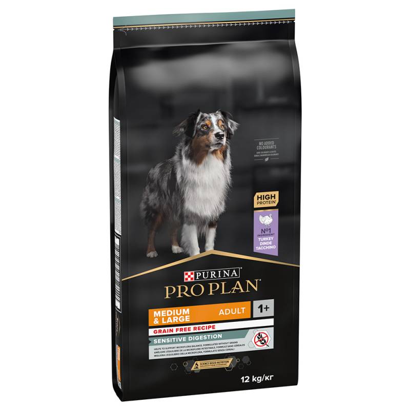 2 kg gratis! 12 kg / 14 kg PURINA PRO PLAN - Medium & Large Adult Sensitive Digestion Getreidefrei (12 kg) von Pro Plan