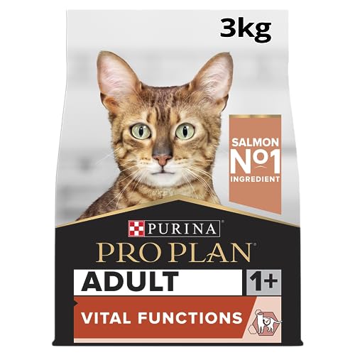 PURINA PRO PLAN | Adult 1+ Vital Functions | Reich an Lachs | Trockenfutter | Katze | 3 kg Beutel von Pro Plan