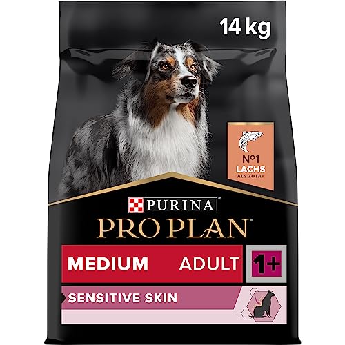 Pro Plan Medium Adult Sensitive Skin, Hundefutter trocken, reich an Lachs, 1er Pack (1 x 14 kg) von Pro Plan