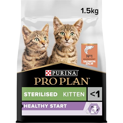 PURINA PRO PLAN | Sterilised Kitten <1 Healthy Start | Reich an Lachs | Trockenfutter | Kätzchen | 1,5 kg Beutel von Pro Plan