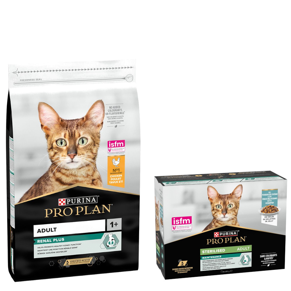 PURINA PRO PLAN Trockenfutter + 10 x 85 g Sterilised Adult Maintenance gratis! - 10 kg Adult Renal Plus reich an Huhn PURINA PRO PLAN Trockenfutter + 10 x 85 g Sterilised Adult Maintenance gratis! - 10 kg Adult Renal Plus reich an Huhn von Pro Plan