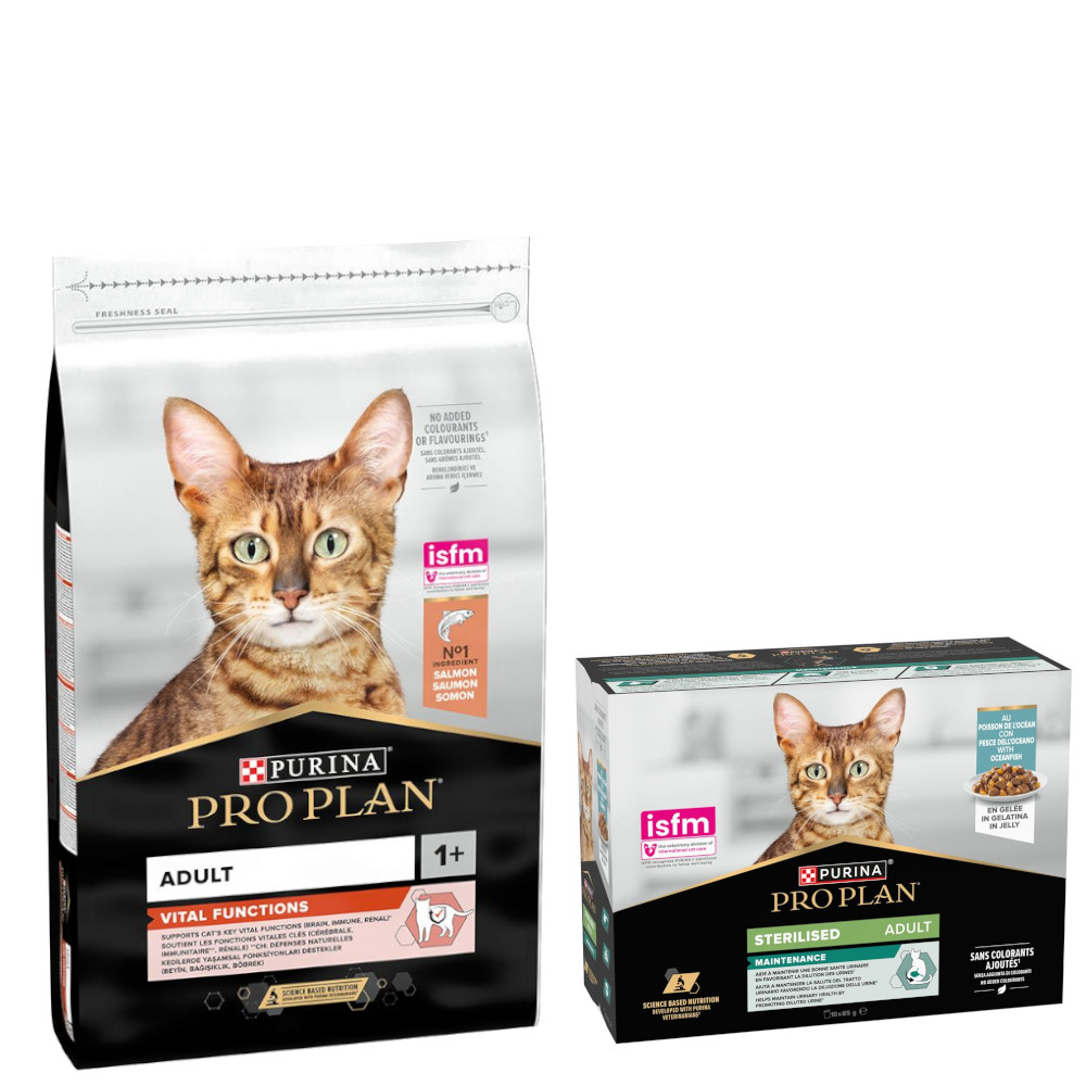 PURINA PRO PLAN Trockenfutter + 10 x 85 g Sterilised Adult Maintenance gratis! - 10 kg Adult Vital Functions Lachs PURINA PRO PLAN Trockenfutter + 10 x 85 g Sterilised Adult Maintenance gratis! - 10 kg Adult Vital Functions Lachs von Pro Plan