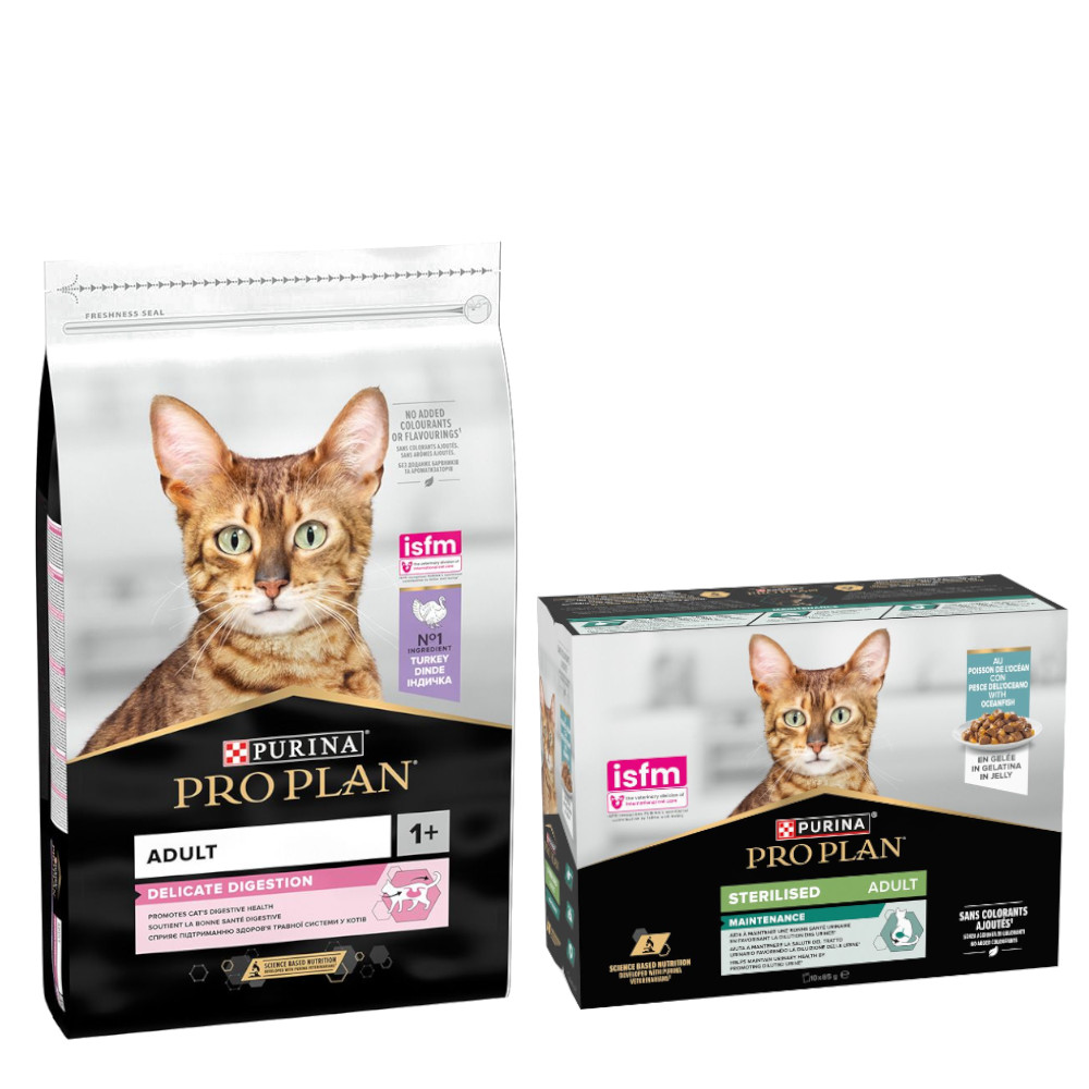 PURINA PRO PLAN Trockenfutter + 10 x 85 g Sterilised Adult Maintenance gratis! - 10 kg Delicate Digestion reich an Truthahn PURINA PRO PLAN Trockenfutter + 10 x 85 g Sterilised Adult Maintenance gratis! - 10 kg Delicate Digestion reich an Truthahn von Pro Plan