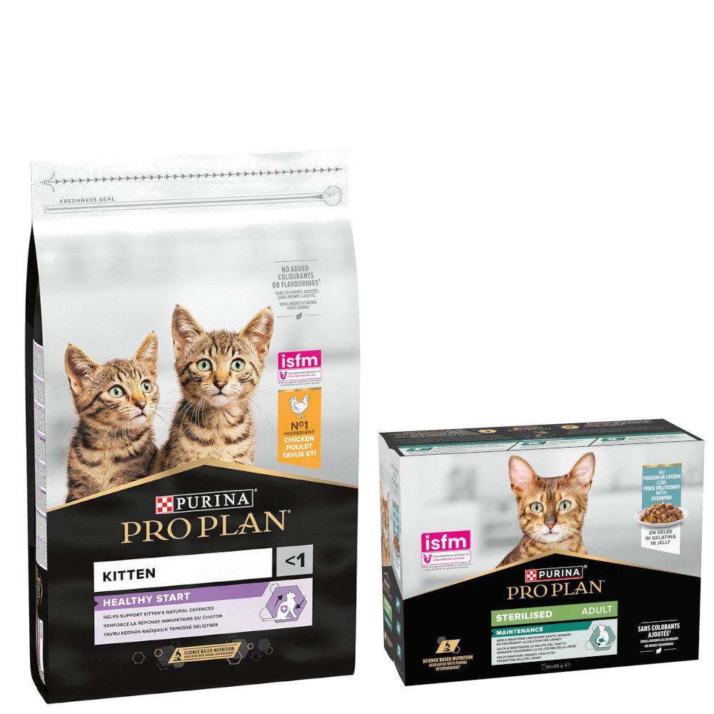PURINA PRO PLAN Trockenfutter + 10 x 85 g Sterilised Adult Maintenance gratis! - 10 kg Kitten Healthy Start reich an Huhn PURINA PRO PLAN Trockenfutter + 10 x 85 g Sterilised Adult Maintenance gratis! - 10 kg Kitten Healthy Start reich an Huhn von Pro Plan