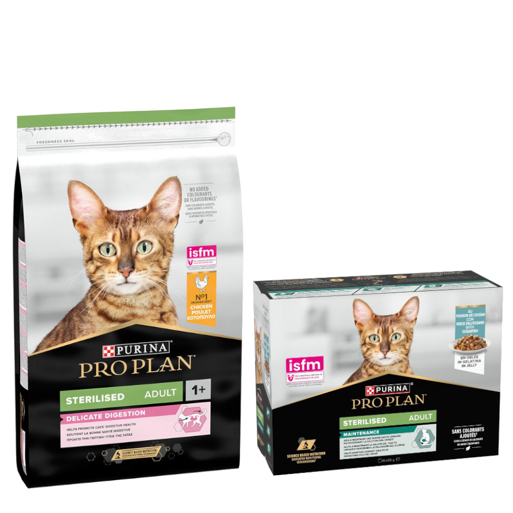 PURINA PRO PLAN Trockenfutter + 10 x 85 g Sterilised Adult Maintenance gratis! - 10 kg Sterilised Adult Delicate Digestion PURINA PRO PLAN Trockenfutter + 10 x 85 g Sterilised Adult Maintenance gratis! - 10 kg Sterilised Adult Delicate Digestion von Pro Plan