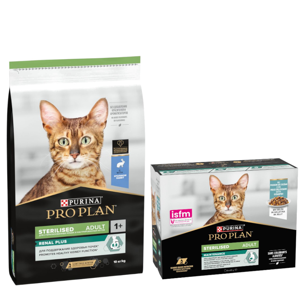 PURINA PRO PLAN Trockenfutter + 10 x 85 g Sterilised Adult Maintenance gratis! - 10 kg Sterilised Adult Renal Plus Kaninchen PURINA PRO PLAN Trockenfutter + 10 x 85 g Sterilised Adult Maintenance gratis! - 10 kg Sterilised Adult Renal Plus Kaninchen von Pro Plan