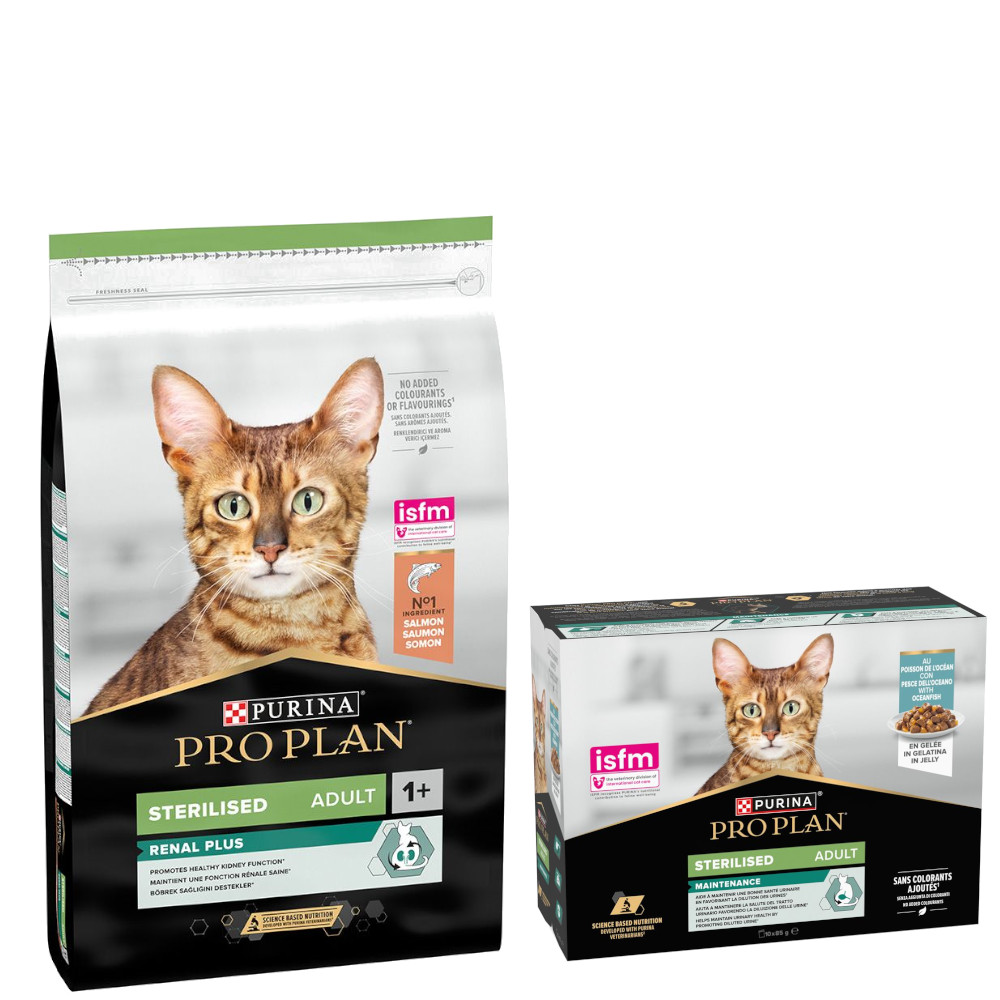 PURINA PRO PLAN Trockenfutter + 10 x 85 g Sterilised Adult Maintenance gratis! - 10 kg Sterilised Adult Renal Plus Lachs PURINA PRO PLAN Trockenfutter + 10 x 85 g Sterilised Adult Maintenance gratis! - 10 kg Sterilised Adult Renal Plus Lachs von Pro Plan