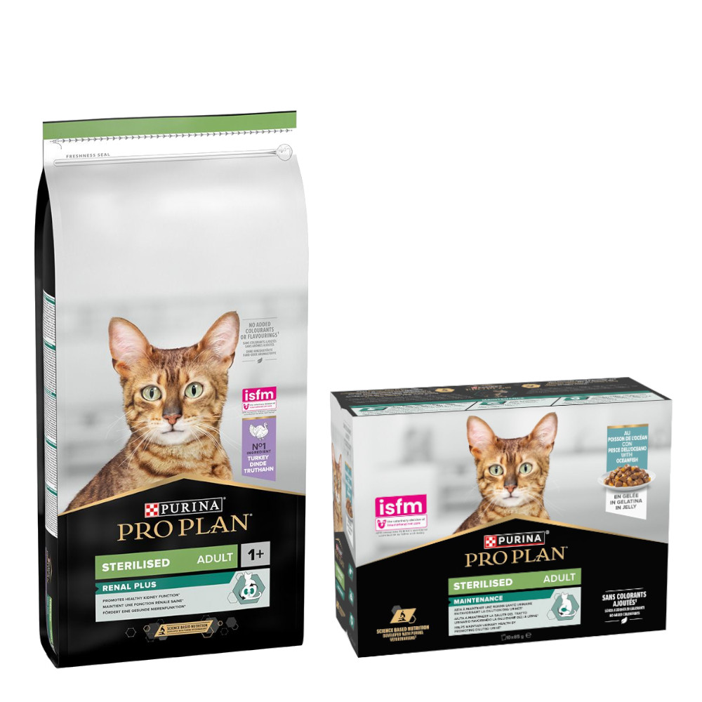 PURINA PRO PLAN Trockenfutter + 10 x 85 g Sterilised Adult Maintenance gratis! - 14 kg Sterilised Adult Renal Plus Truthahn PURINA PRO PLAN Trockenfutter + 10 x 85 g Sterilised Adult Maintenance gratis! - 14 kg Sterilised Adult Renal Plus Truthahn von Pro Plan