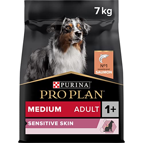 Pro Piano Sensitive Skin für Erwachsene, mit Optiderma, reich an Lachs, 7 kg – Trockenfutter für Erwachsene Hunde mittlerer Größe von Pro Plan