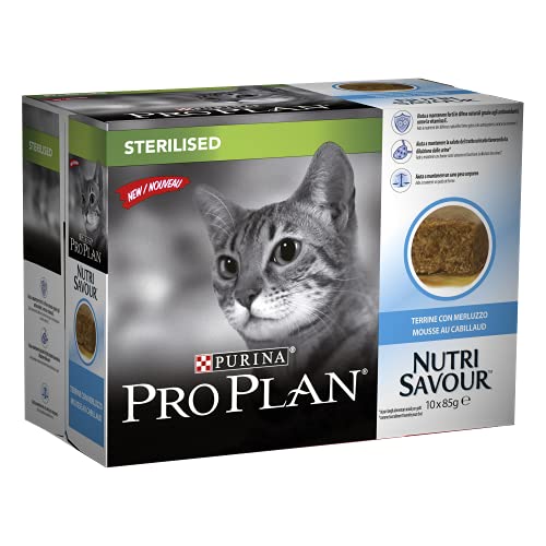 PURINA Pro PLAN | Sterilised NutriSavour | Moos | Kabeljau | Katze | Frischebeutel 85 g, 10 Stück von Pro Plan