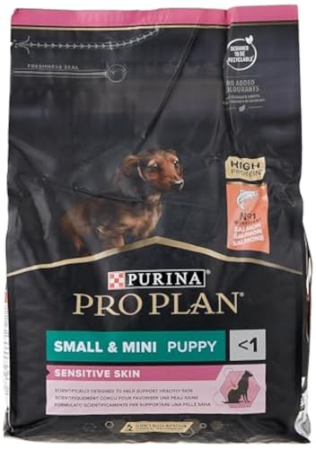 Pro Plan Dog Small und Mini Puppy Hund, Sensitive Skin Lachs und mit Reis, Trockenfutter, 1er Pack (1 x 3 kg) Beutel von Pro Plan