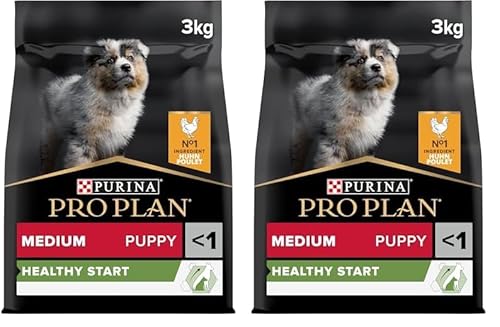 Pro Plan Grain Free Medium Puppy Healthy Start, Welpenfutter trocken, reich an Huhn, 2er Pack (1 x 3 kg) von Pro Plan