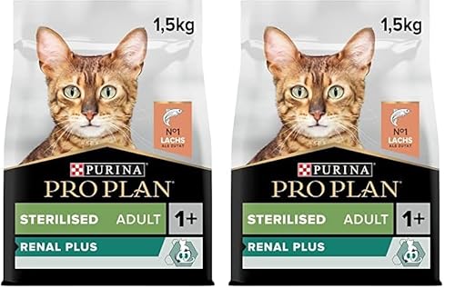 Pro Plan Sterilised Adult 1+ Katzenfutter trocken mit OPTIRENAL, reich an Lachs, 2er Pack (1 x 1,5kg) von Pro Plan