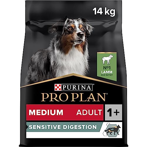 Pro Plan Medium Adult Sensitive Digestion, Hundefutter trocken, reich an Lamm, 1er Pack (1 x 14 kg) von Pro Plan