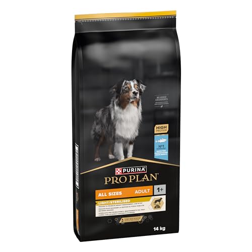 Purina Pro Plan Light/Sterilized Hundefutter für Erwachsene, sterilisiert, leicht, Gewichtskontrolle mit Weißfisch, 14 kg von Pro Plan