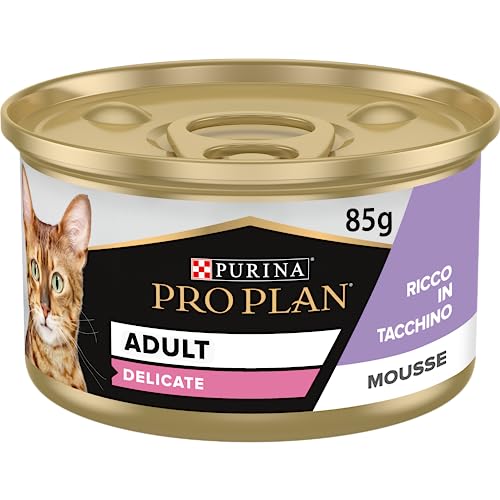 Purina Pro Plan Nassfutter für Erwachsene Katzen, Delicate Mousse, reich an Türkei, 24 x 85 g von Pro Plan