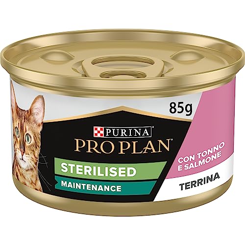 Purina Pro Plan Nassfutter für Katzen, sterilisiert, für Erwachsene, Terrine mit Thunfisch und Lachs, 24 x 85 g von Pro Plan
