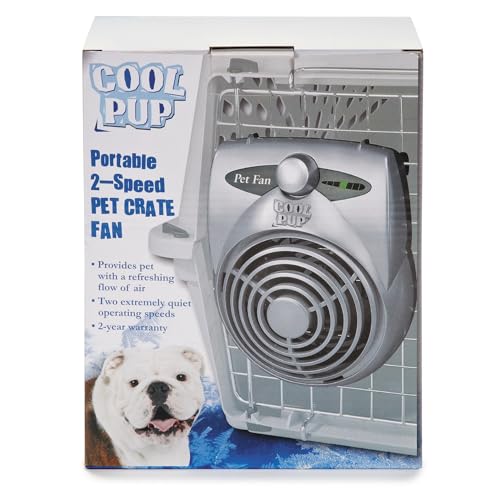 Pro Select Cool Pup Kisten-Ventilator, 20,3 x 15,9 x 6,3 cm, leiser Batterie-Ventilator hält Hunde und Katzen kühl mit integriertem Thermometer, Silber von Pro Select