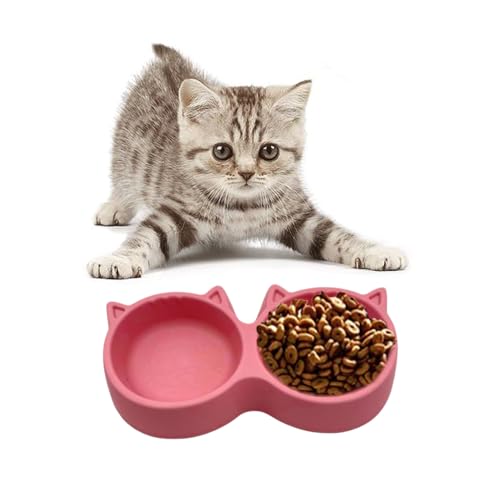 Clever Twin Bowl Katzenfutterstation – einfach, elegant, leicht, präzise, proportionierte Mahlzeiten, Trockenfutter, Wasser, Flüssigkeit, Katzen und Kätzchen, platzsparend, einfach und doch praktisch, von ProBytes