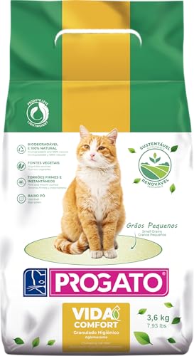 Progato VIDA Comfort klumpendes Katzenstreu – kleine Körnung, natürlicher Maniok und Mais, leistungsstarke Geruchskontrolle, schnelles Verklumpen, staubfrei und leicht, keine Chemikalien oder von ProGato