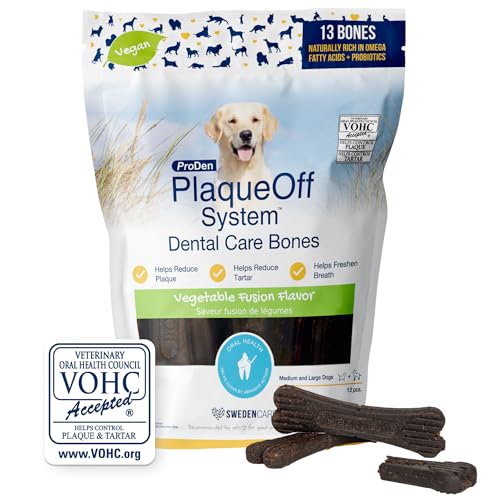 ProDen PlaqueOff Dental Knochen für Hunde, Gemüsemix (13er-Packung – 485 g), gegen Mundgeruch, Plaque, Zahnstein von ProDen PlaqueOff