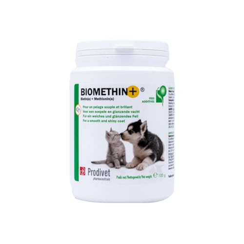 Prodivet BIOMETHIN+® - Fellpflege Hund & Katze mit Vitamin B8 und Biotin - Für weiches & glänzendes Fell - gegen übermäßigen Haarausfall. Natürliche Zutaten, hohe Akzeptanz, einfache Anwendung von Prodivet