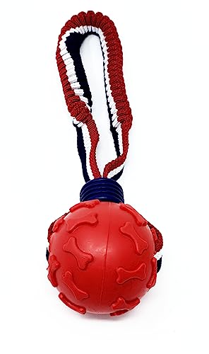 Professional Class- Voted No.1 for Quality Hundebälle Quietschbälle für Hunde Inklusive 1 Solid Flex Hundespielzeug Spielball mit Griff (Rot Weiß Blau) von Professional Class- Voted No.1 for Quality