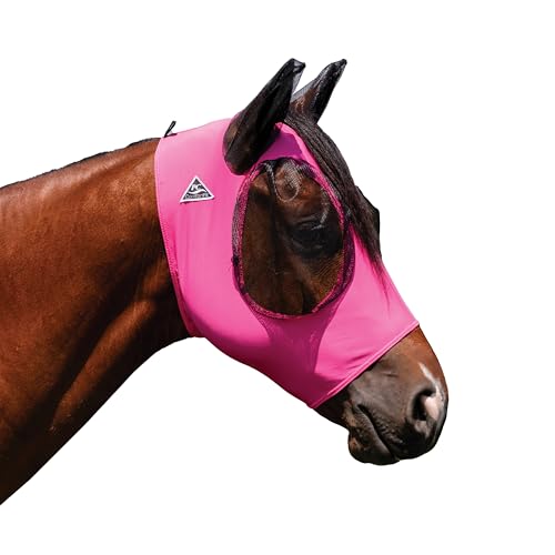 Professional's Choice Comfort-Fit Fliegenmaske | Glattes, dehnbares Lycra | Mesh um die Augen und Ohren ermöglicht klare Sicht und hält Fliegen und Insekten fern | Pink Warmblut Gr von Professional's Choice