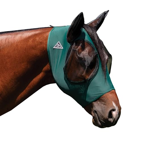 Professional's Choice Comfort-Fit Fliegenmaske | Glattes, dehnbares Lycra | Netz um die Augen und Ohren ermöglicht klare Sicht und hält Fliegen und Insekten fern | Smaragd-Pony-Größe von Professional's Choice