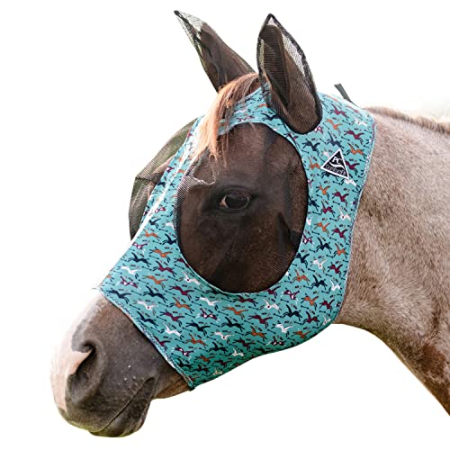 Professional's Choice Comfort-Fit Fliegenmaske für Pferde – Pony-Tracks Muster – Maximaler Schutz und Komfort für Ihr Pferd von Professional's Choice