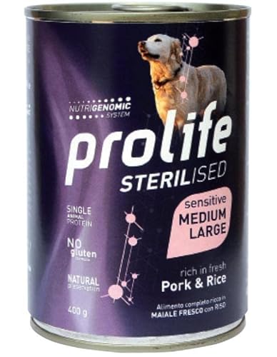 PROLIFE Sterilised Sensitive Erwachsene Schwein und Reis Medium Large 400 g von Prolife