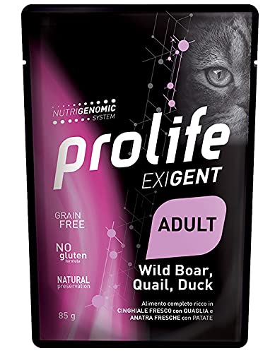 Prolife Exigent Adult Wildschwein, Wachtel, Ente, 12 Beutel à 85 g von Prolife