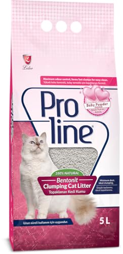 Pro Line Clumping Cat Litter Flocked Katzenstreu Babypuder 5L * 4 Stück von Proline