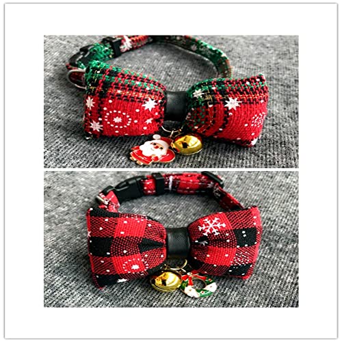 Proumhang 2 Stück Weihnachten Haustier Krawatten Set Katze Hund Fliegen mit verstellbarem Halsband Weihnachten Haustierpflege Zubehör für Hunde Katzen Weihnachtsdekoration Stil 2 L von Proumhang