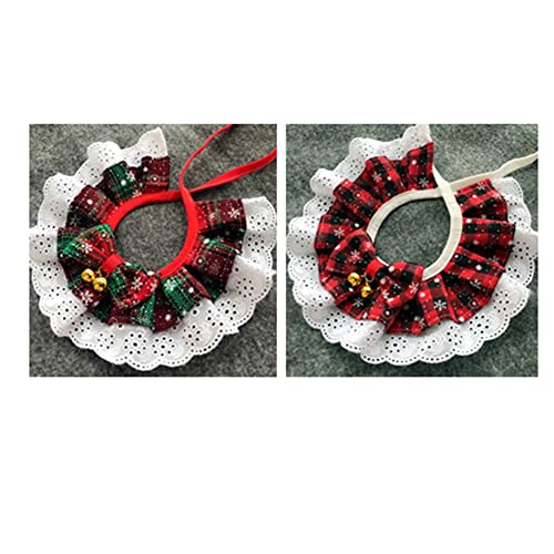 Proumhang 2 Stück Weihnachten Haustier Krawatten Set Katze Hund Fliegen mit verstellbarem Halsband Weihnachten Haustierpflege Zubehör für Hunde Katzen Weihnachtsdekoration Stil 4 L von Proumhang