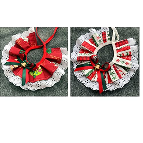 Proumhang 2 Stück Weihnachten Haustier Krawatten Set Katze Hund Fliegen mit verstellbarem Halsband Weihnachten Haustierpflege Zubehör für Hunde Katzen Weihnachtsdekoration Stil 5 L von Proumhang