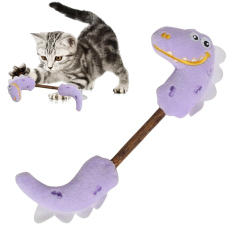 Proypiax Plüsch -Katzenspielzeug, Kätzchen -Zahnenspielzeug - Little Dinosaurier Teaser Plüsch - Haustierkaukugel, interaktive Innenkatze Unterhaltung, bissbeständiges Puzzle mit Glocken für das von Proypiax