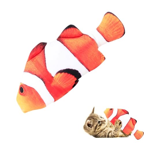 Proypiax Plüschfischkatze Spielzeug, Flopping Fisch mit Katzenminze | Weiches Kätzchen -Übungsspielzeug für alle Rassen Katze,Cartoon Haustiere Kissen Zahnen Puppen für Zuhause, Innenräume, Wohnzimmer von Proypiax