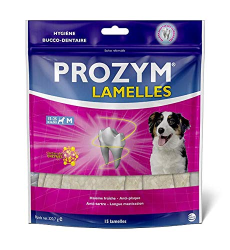 Prozym 15 Lamellen für Hunde, Kauzahnpflege, Nr. 1 bei Tierärzten, Frischer Atem, Anti-Zahnstein, Anti-Plack, gesundes Zahnfleisch (M) von Prozym