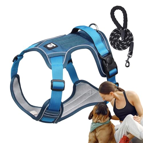 Pruojhw Hundegeschirr-Set, Hundetrainingsgeschirr, Bequemes reflektierendes Hundegeschirr, verstellbares Hundegeschirr, Flexibles Hunde-Zuggeschirr, Hundegeschirr-Halsband-Set zum Spazierengehen, von Pruojhw