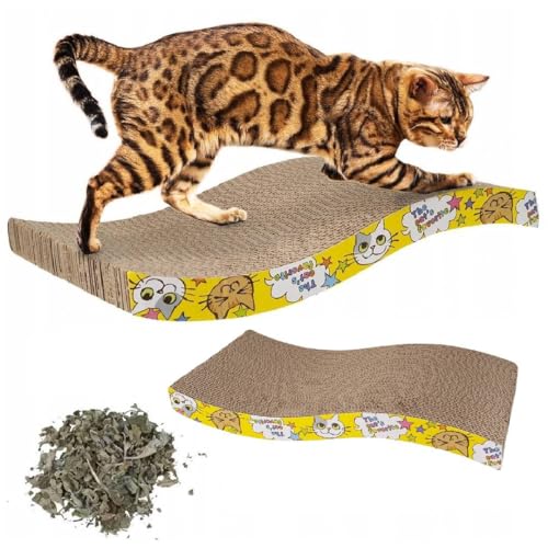 Przydasie Nützlich Katzenkratzer Horizontal Katzenminzliege, Pappe mit organischer Katzenminze, doppelseitige haltbare Kratzunterlage Gebogene Form, für kleine und große Katzen, solide, langlebig von Przydasie