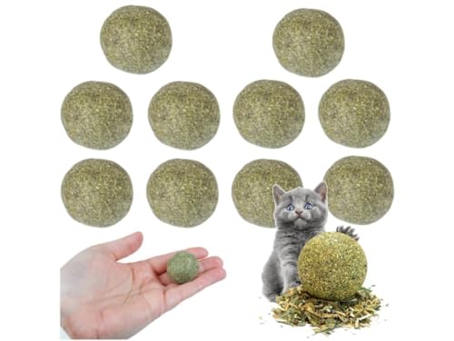 Przydasie 10 x Katzenminze Ball 3cm | Katzenminze Kugeln | Natürliches Katzenspielzeug | Leckeres Catnip und Spielball für Katzen in einem von Przydasie
