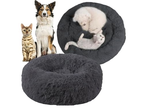 Przydasie Weiches und Flauschiges Haustierbett für Hunde und Katzen – 50 cm Durchmesser, ovales Design, Kratzfest, maschinenwaschbar. Ideal für erholsamen Schlaf, in Dunkelgrau. von Przydasie