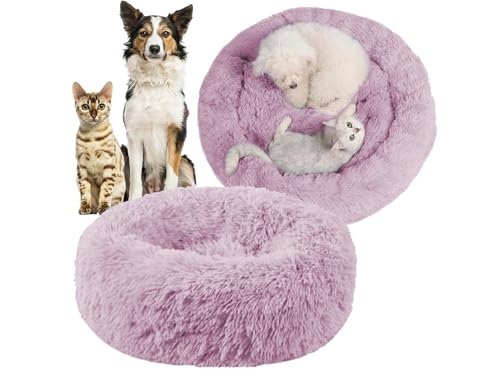 Przydasie Weiches und Flauschiges Haustierbett für Hunde und Katzen – 50 cm Durchmesser, ovales Design, Kratzfest, maschinenwaschbar. Ideal für erholsamen Schlaf Rosa. von Przydasie