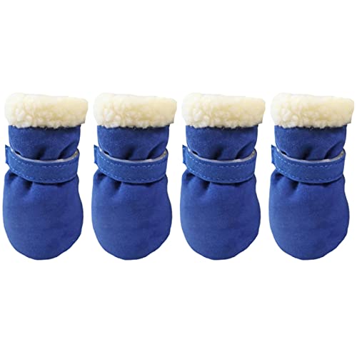 Psdndeww 4 x rutschfeste Welpen-Schuhe, winddicht, für den Winter, für Hunde, Schneeschuhe, dick, warm, für Outdoor-Socken, 4 Stück von Psdndeww