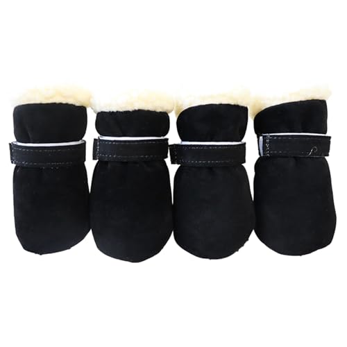 Psdndeww 4 x rutschfeste Welpen-Schuhe, winddicht, für den Winter, für Hunde, Schneeschuhe, dick, warm, für Outdoor-Socken von Psdndeww