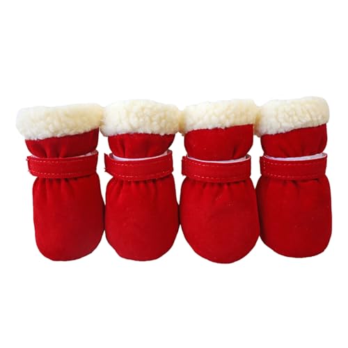 Psdndeww 4 x rutschfeste Welpen-Schuhe, winddicht, für den Winter, für Hunde, Schneeschuhe, dick, warm, für Outdoor-Socken von Psdndeww