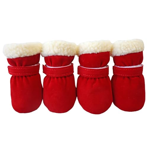 Psdndeww 4 x rutschfeste Welpen-Schuhe, winddicht, für den Winter, für Hunde, Schneeschuhe, dick, warm, für Outdoor-Socken von Psdndeww